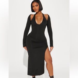 Black dress with slit worn once size Large